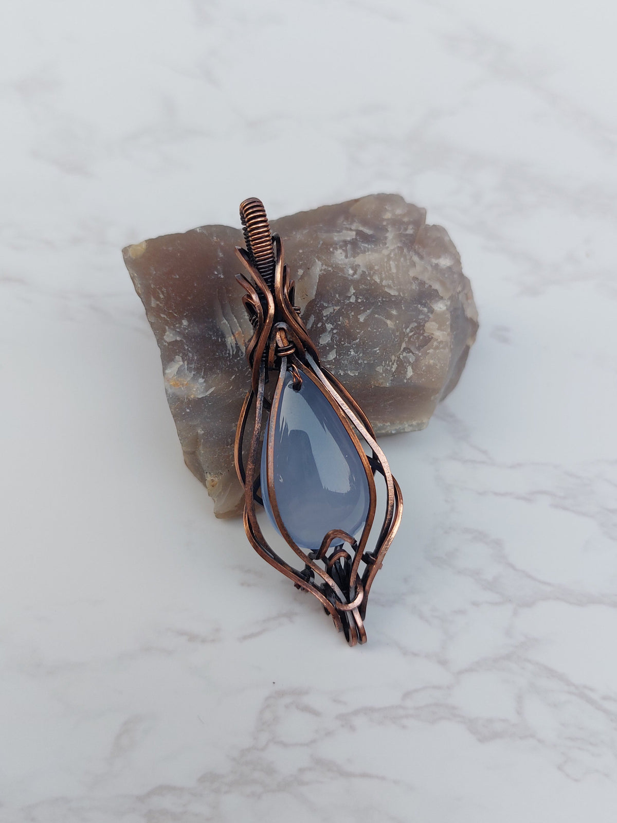 Blue Chalcedony Layered Pendant