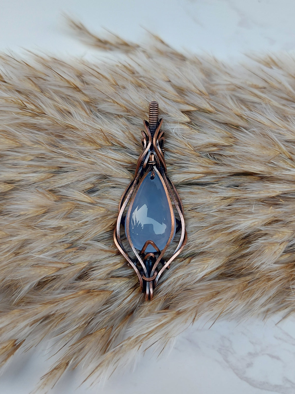 Blue Chalcedony Layered Pendant